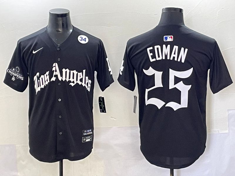 Men 2025 Los Angeles Dodgers #25 Edman Black Five generations Joint Name Nike MLB Jersey style 10->los angeles dodgers->MLB Jersey